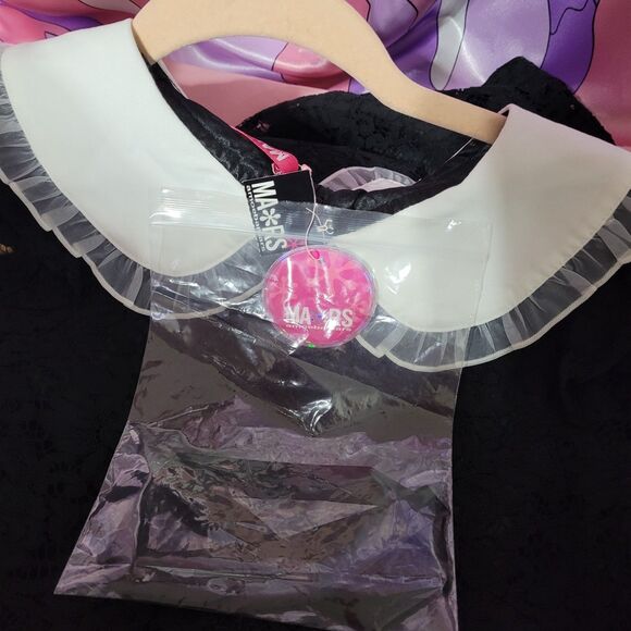 MA*RS Size Small Black Dress Jirai Kei Long Sleeve Lace Peter Pan Wednesday Goth - Picture 6 of 10